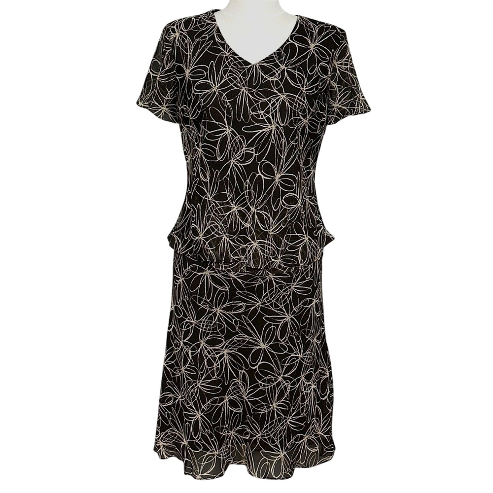 VTG Womens 2 PC Dress 12 Brown Floral Top Skirt Cottagecore Boho Retro 90s Y2K
